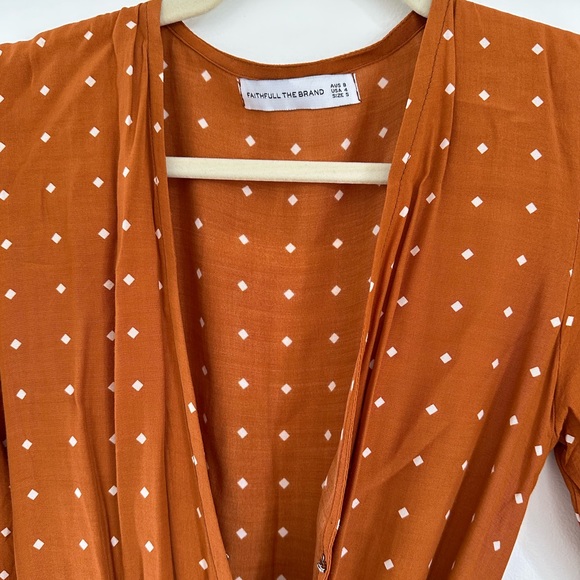 Faithfull the Brand Camel Wrap Printed Dress - Picture 4 of 4